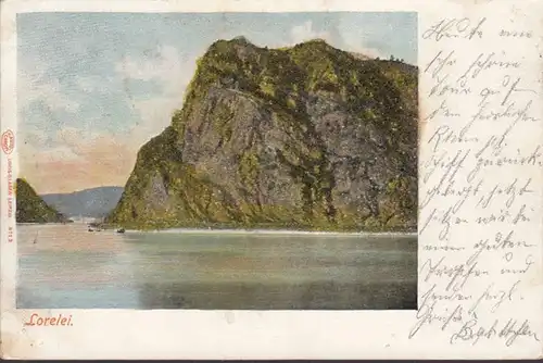 Loreley, Lorelei, Struktur- Glitzer Karte, gelaufen 1901