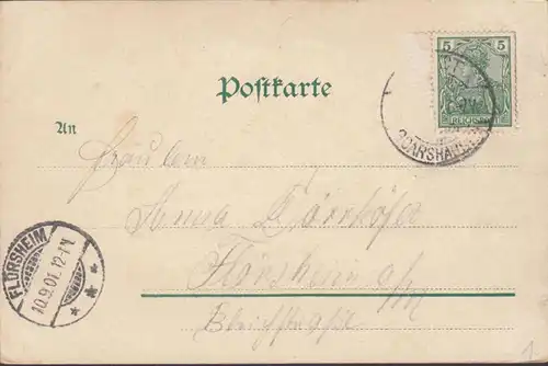 Loreley, Lorelei, Struktur- Glitzer Karte, gelaufen 1901