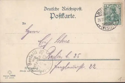 Münster, Partie an der Kreuzschanze, gelaufen 1902