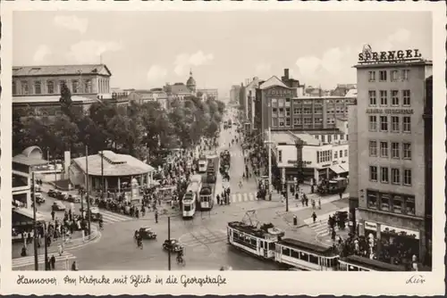 Hannover, Am Kröpcke mit Blick auf die Georgstraße, Straßenbahn, ungelaufen