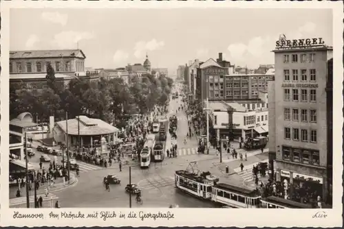 Hanovre, Am Kröpcke avec vue sur la route Georg, tramway, incurvée