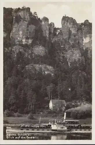 Lohmen, Blick auf die Bastei, Dampfer Karlsbad, ungelaufen