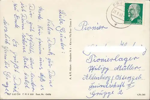 Freital, Stadtansicht, gelaufen 1963