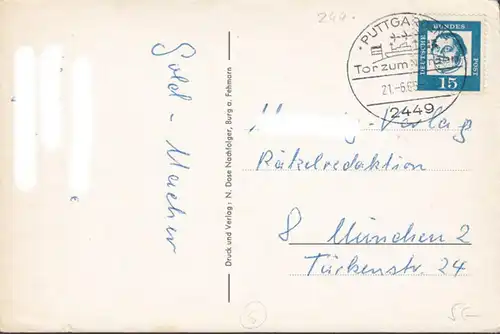 Fehmarn, Spezial- Wanderkarte, gelaufen 1965