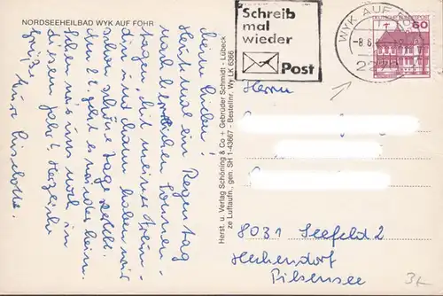 Wyk auf Föhr, Fliegeraufnahme, gelaufen 1985