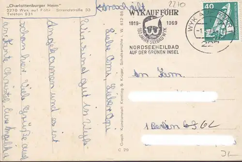 Wyk auf Föhr, Charlottenburger Heim, gelaufen 1976