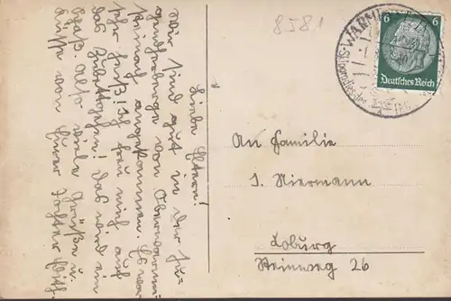 Oberwarmensteinach Jugendherberge, gelaufen 1934