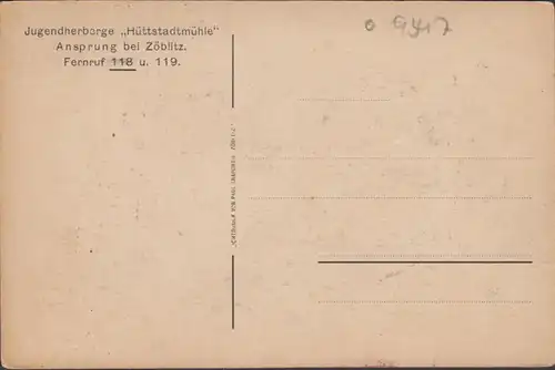 Ansprung bei Zöblitz, Jugendherberge Hüttstadtmühle, ungelaufen