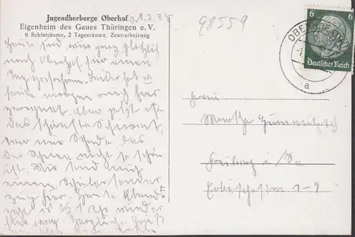 Oberhof, Jugendherberge, Gau Thüringen, gelaufen 1938