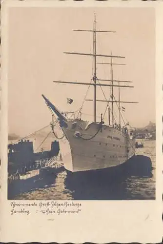 AK Hamburg, Schiff Jugendherberge Hein Godenwind, HK Beflaggung, gelaufen 1937