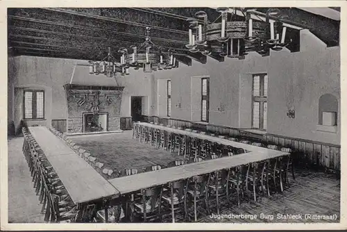 Bacharach, château Stahleck, auberge de jeunesse, salle de chevaliers, non-franchis 1950