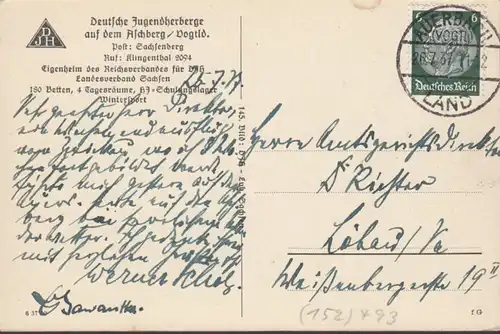 Aschberg, Jugendherberge, gelaufen 1937