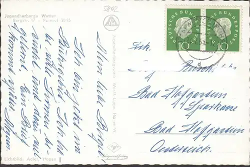 Wetter ( Ruhr ), Jugendherberge, gelaufen 1959