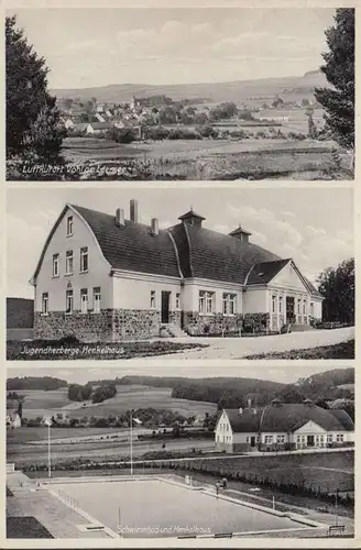 Luftkurort Vöhl, Henkelhaus und Schwimmbad, Mehrbild, gelaufen 1932
