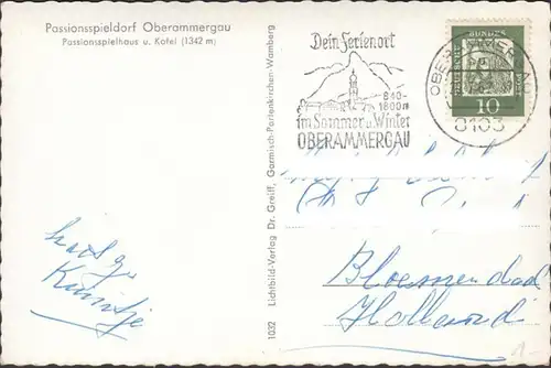 Oberammergau, Passionsspielhaus, gelaufen 1962