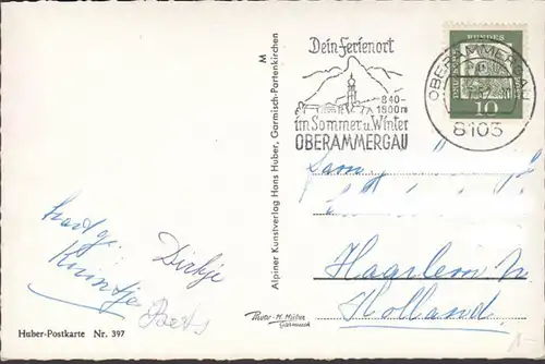 Oberammergau, Straßenansicht, gelaufen 1962