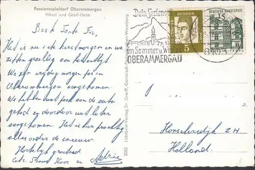 Oberammergau, Hänsl und Gretel Heim, gelaufen 1965