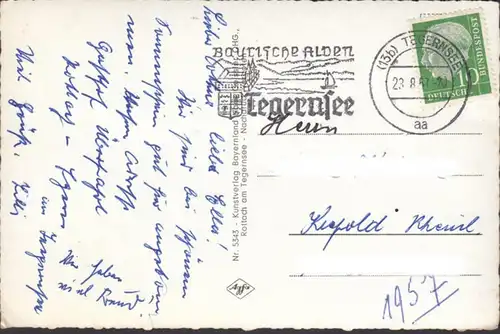 Rottach-Egern mit Wallberg, gelaufen 1957