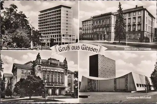 Giessen, Behördenhochhaus, Universität, Theater, gelaufen 1968