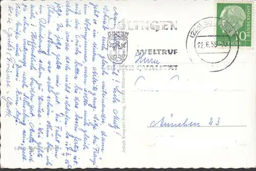 Solingen, Kirche, Dreieck, Markt, Entenpfuhl, Talsperre, Clemenskirche, gelaufen 1958