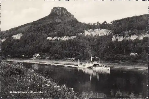 Lilienstein mit Dampfer, gelaufen 1960