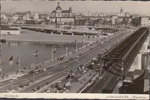 Ludwigshafen, Rheinbrücke, gelaufen 1960