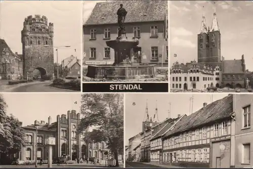 Stendal, Porte de Tangermünder, Place du Marché, église de Marie, Gare, courue 1981