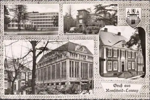 AK Remscheid Lennep, Gesundheitsamt, Finanzamt, Röntgen Museum, Deutsche Bank, gelaufen 1963