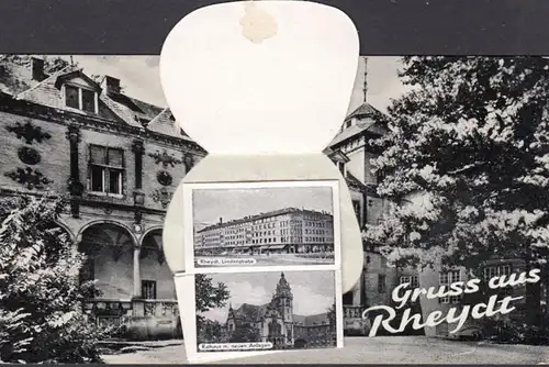 Rheydt, Schloss mit 10 Minikarten, gelaufen 1953