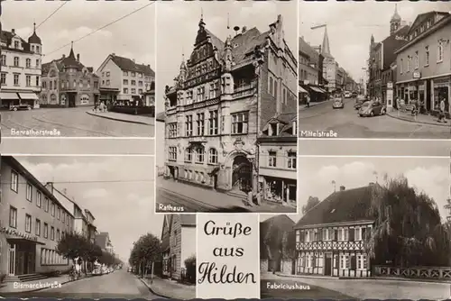 Hilden, Rathaus, Mittelstraße, Benrathstraße, Bismarckstraße, gelaufen 1966