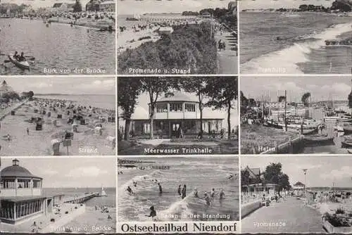 AK Niendorf, Hafen, Trinkhalle, Promenade, Schiffe, gelaufen 1961