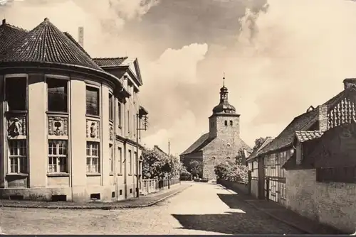 Weferlingen, Kirchstraße mit St. Lamberti Kirche, gelaufen 1968