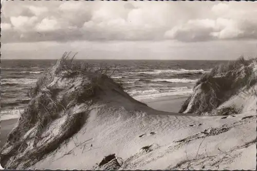 Sylt, Blick über Düne und Meer, gelaufen 1959