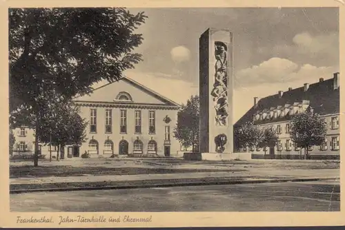 Frankenthal, Jahns Turnhalle und Ehrenmal, gelaufen 1950
