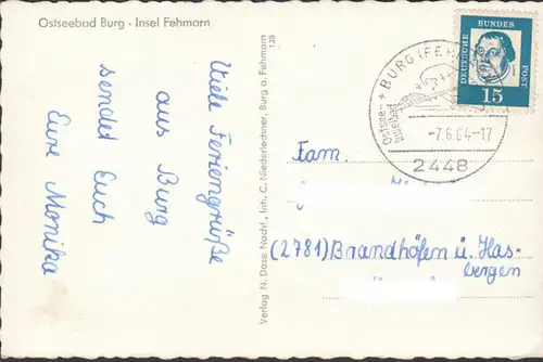 Fehmarn, Burg, Strandansicht, gelaufen 1964