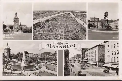 Mannheim, Friedrichsplatz, Planken, Schloß, gelaufen 1952