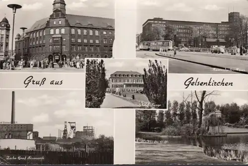 Gelsenkirchen, Stadtgarten, Zeche Graf Bismarck, Postamt, gelaufen 1957
