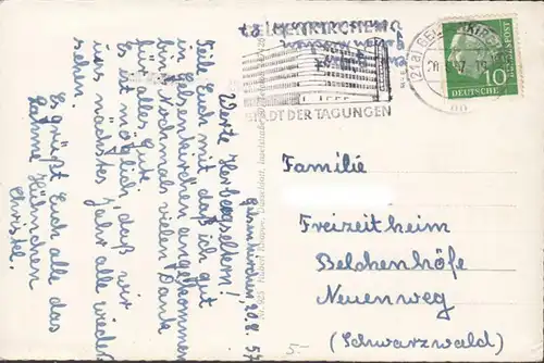 Gelsenkirchen, Stadtgarten, Zeche Graf Bismarck, Postamt, gelaufen 1957
