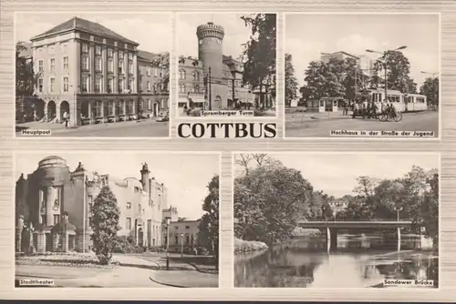 Cottbus, tour, poste, théâtre, incursion