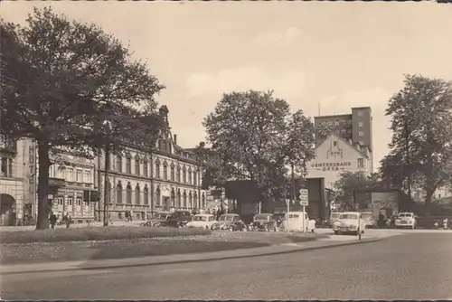 Gera, Post und Hochhaus am Puschkinplatz, gelaufen 1964