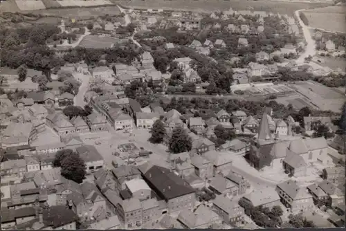 Lütjenburg, Stadtansicht, Fliegeraufnahme, Hotel Brüchmann, gelaufen 1958