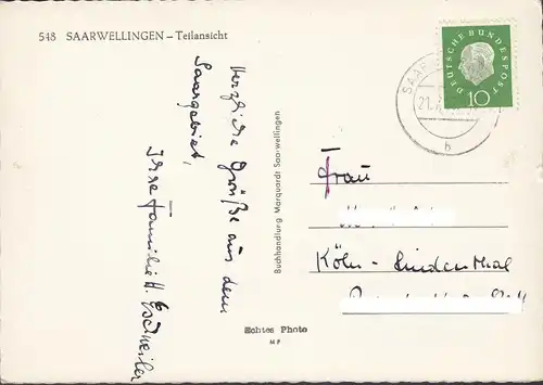 Saarwellingen, Teilansicht, gelaufen 1959