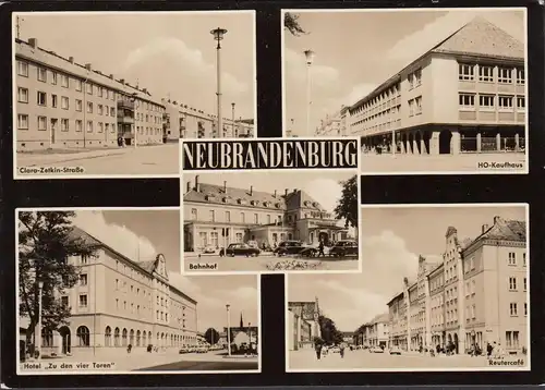 Neubrandenburg, hôtel, grand magasin, Reutercafe, Clara Zetkin Street, couru