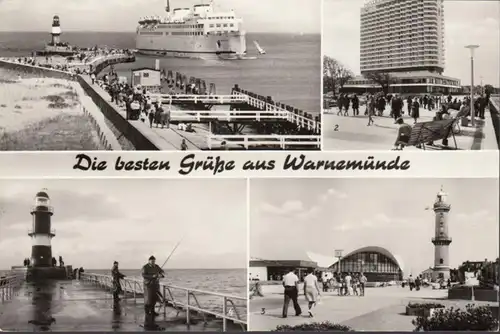 Warnemünde, Fährschiff, Hotel Neptun, Promenade, Mole, gelaufen 1977