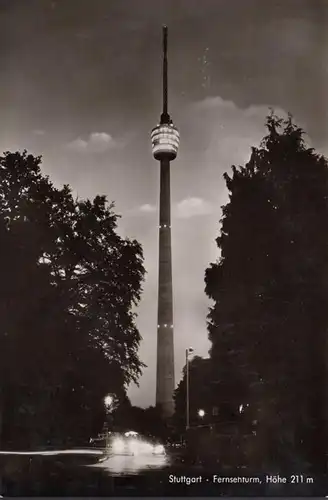 Stuttgart, Fernsehturm bei Nacht, ungelaufen