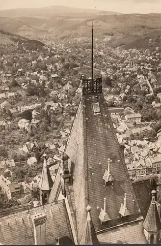 Wernigerode, Blick vom Schloß zum Brocken, gelaufen 1969