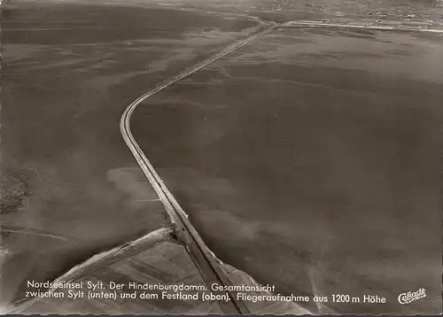 Sylt, Hindenburgdamm, Fliegeraufnahme, ungelaufen