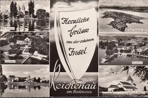 Île de Reichenau, hôtel de plage, point d'atterrissage, basilique, couru 1973