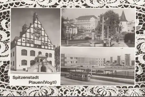 Plauen, Spitzenstadt, Rathaus, Bahnhof, Grotewohl Platz, ungelaufen