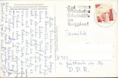 Bad Wörishofen, Kurklinik, Mehrbild, gelaufen 1974